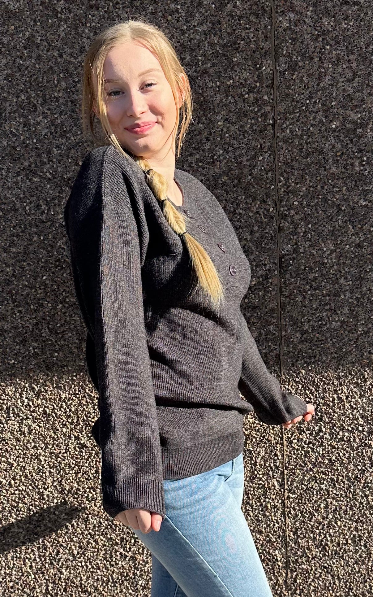 Gray Half-Button Sweater