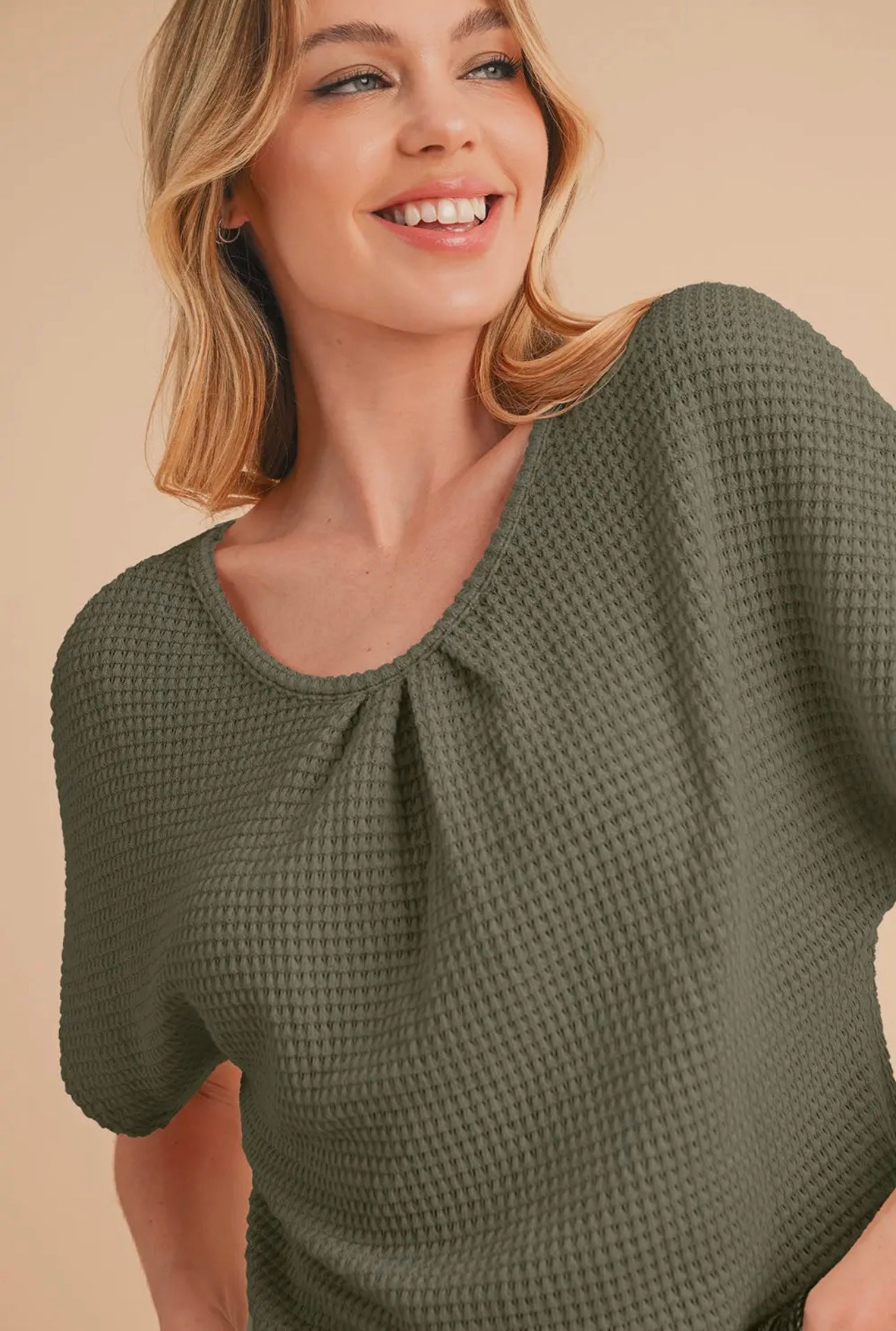 Abbie Lace Waffle Top