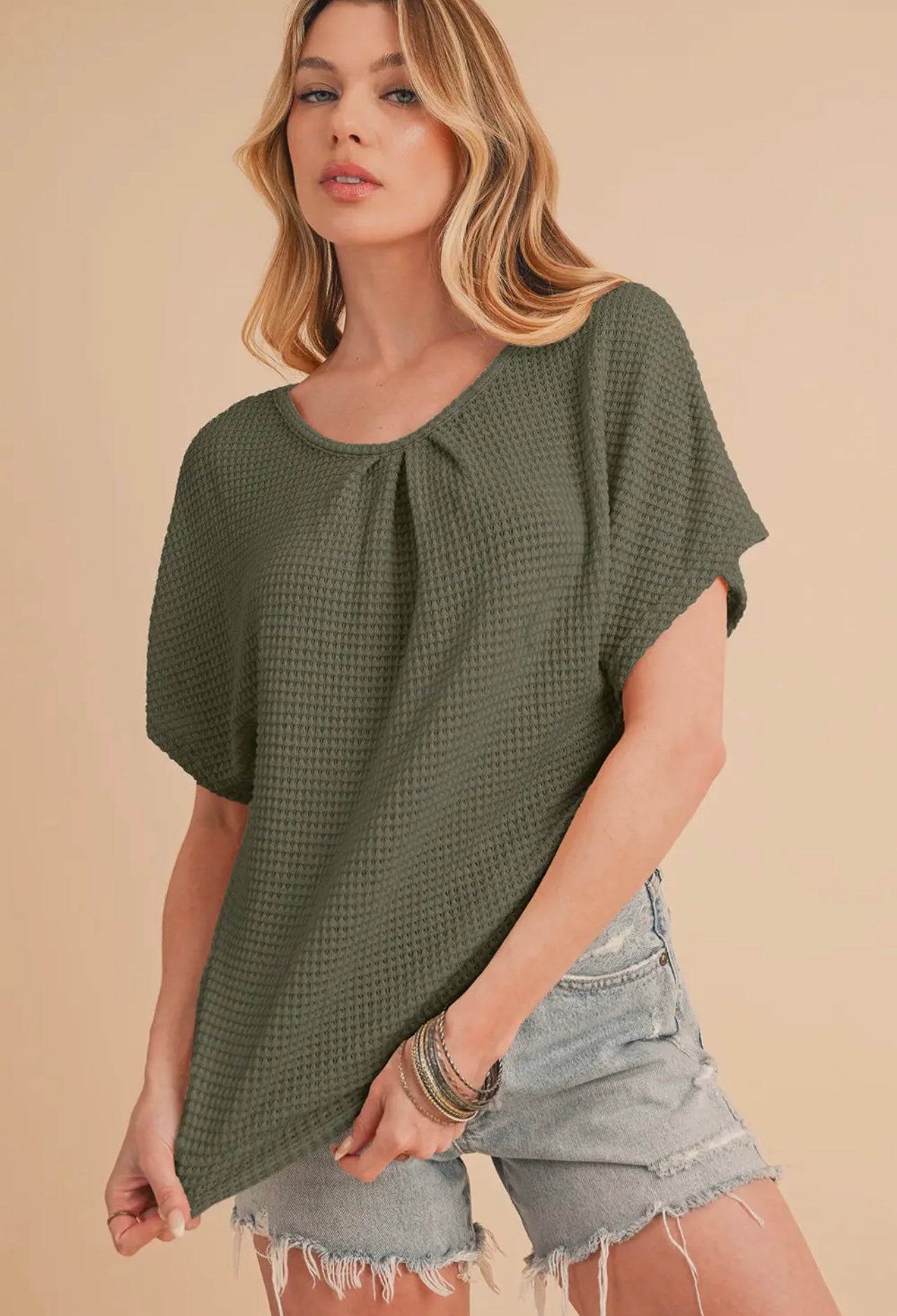 Abbie Lace Waffle Top