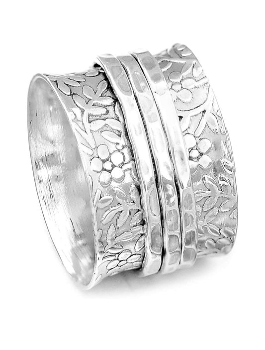 Silver Floral Fidget Ring