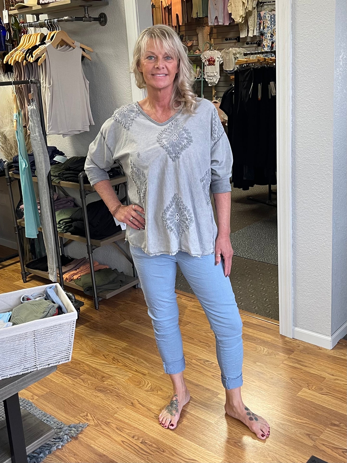 Blue Stretch Pants