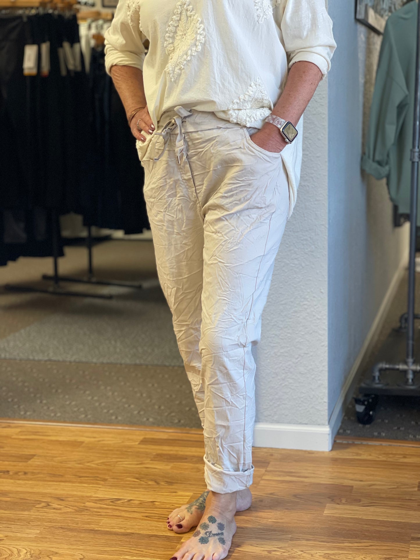Beige Stretch Pants