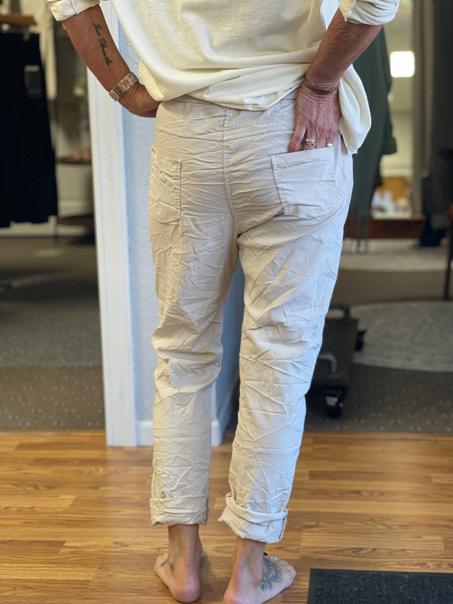 Beige Stretch Pants