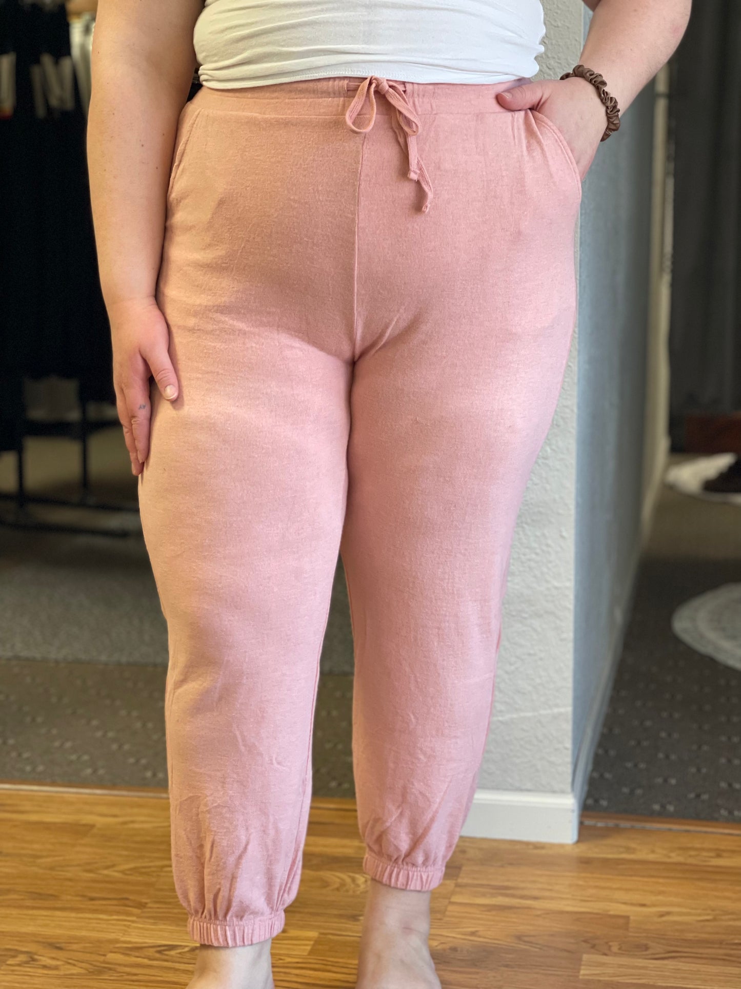 Ultra Soft Knit Jogger in Blush