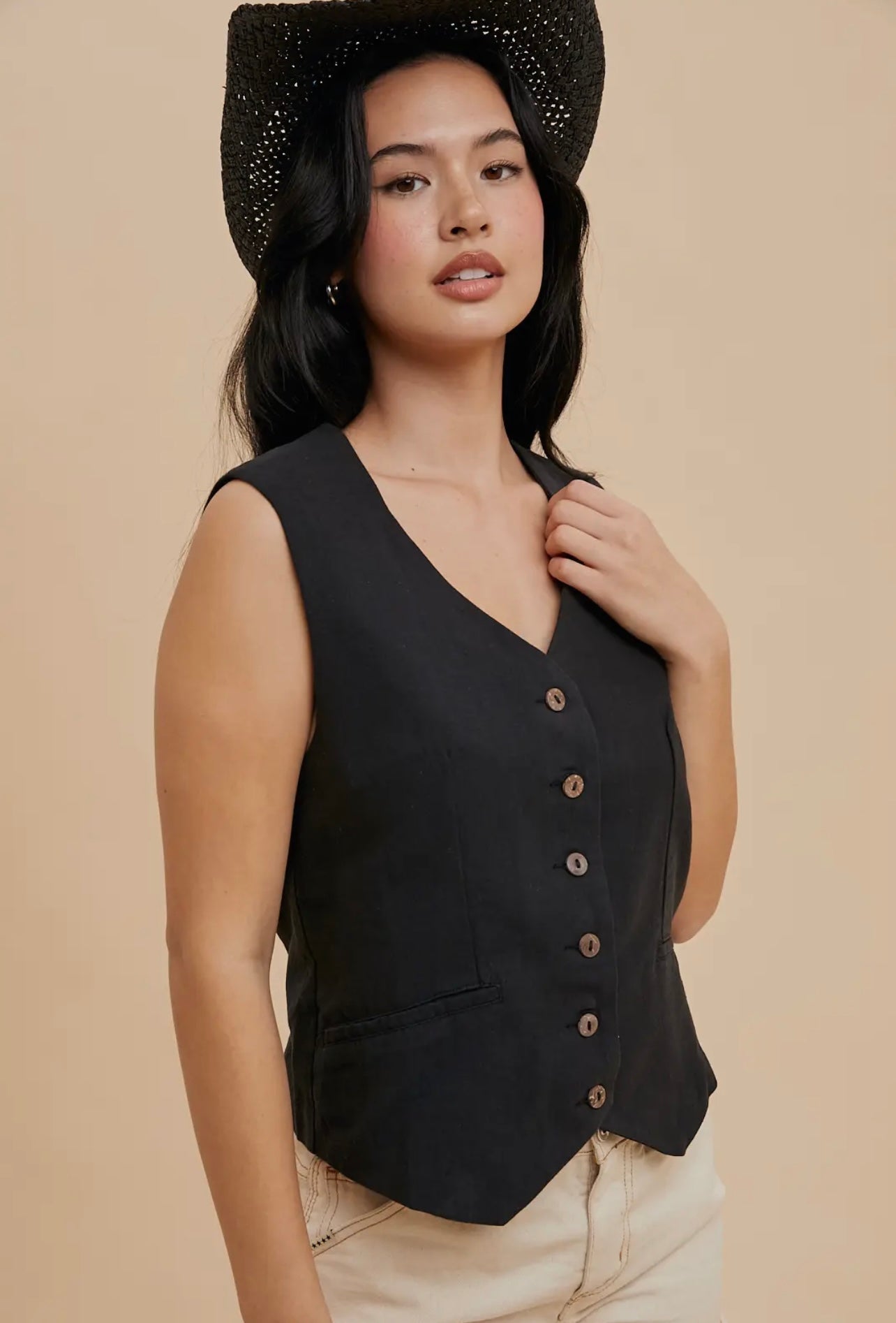 Cotton Linen Blend Vest