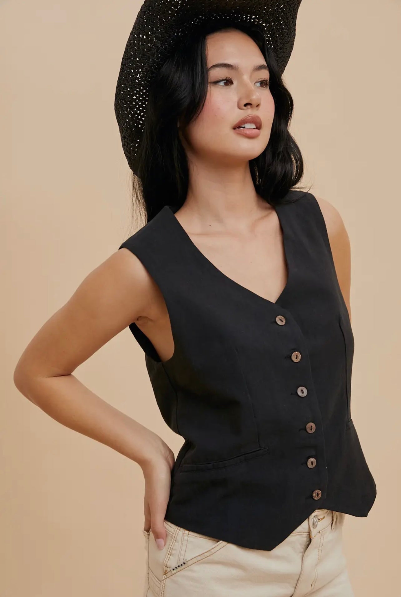 Cotton Linen Blend Vest