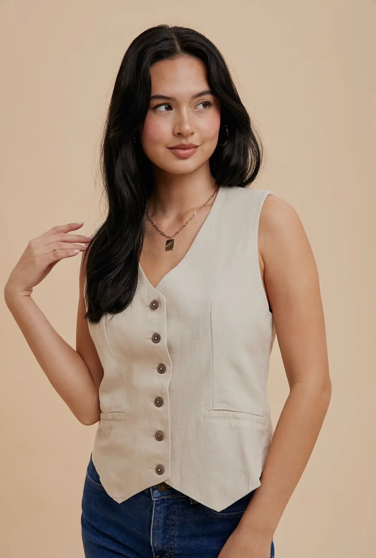 Cotton Linen Blend Vest