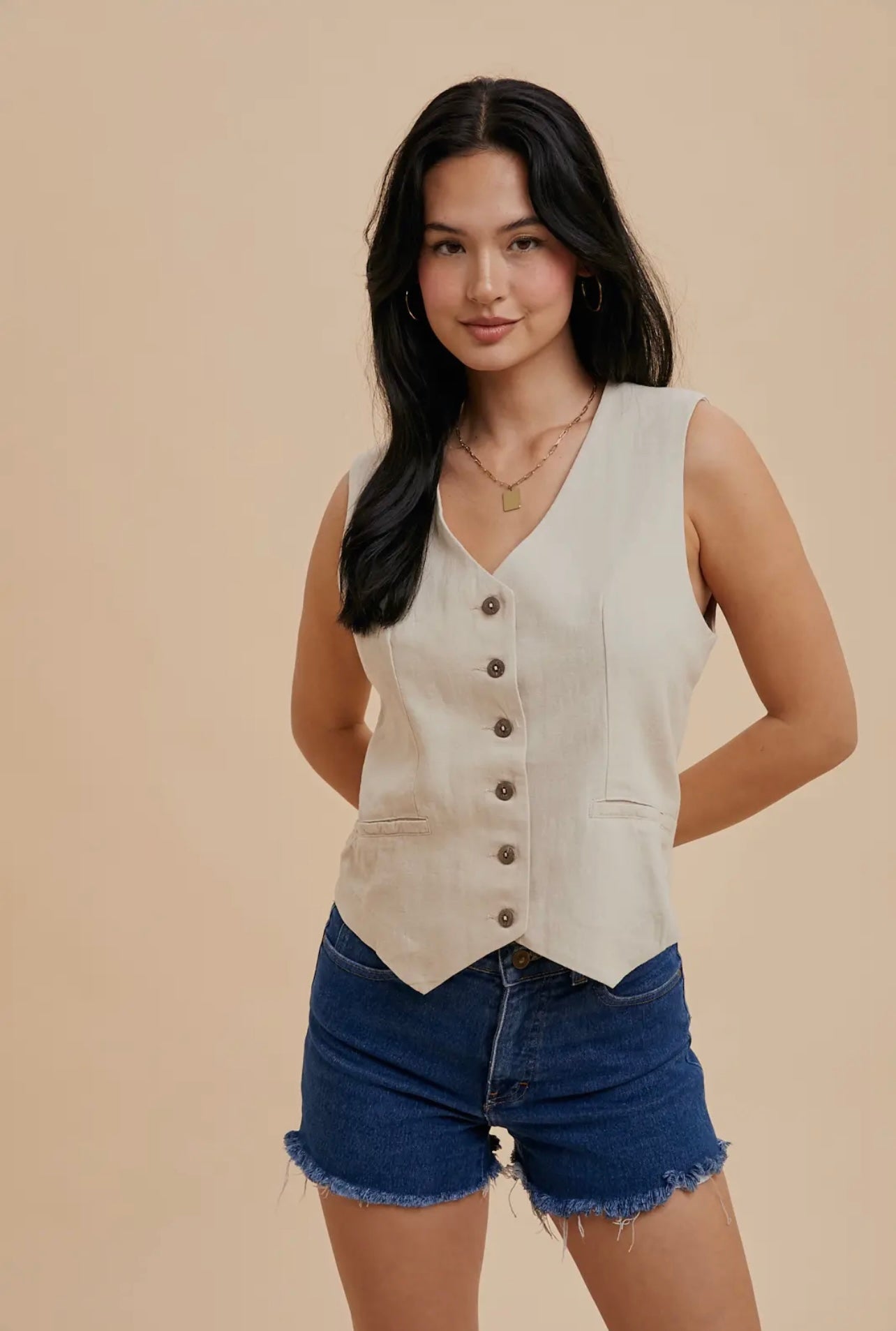 Cotton Linen Blend Vest