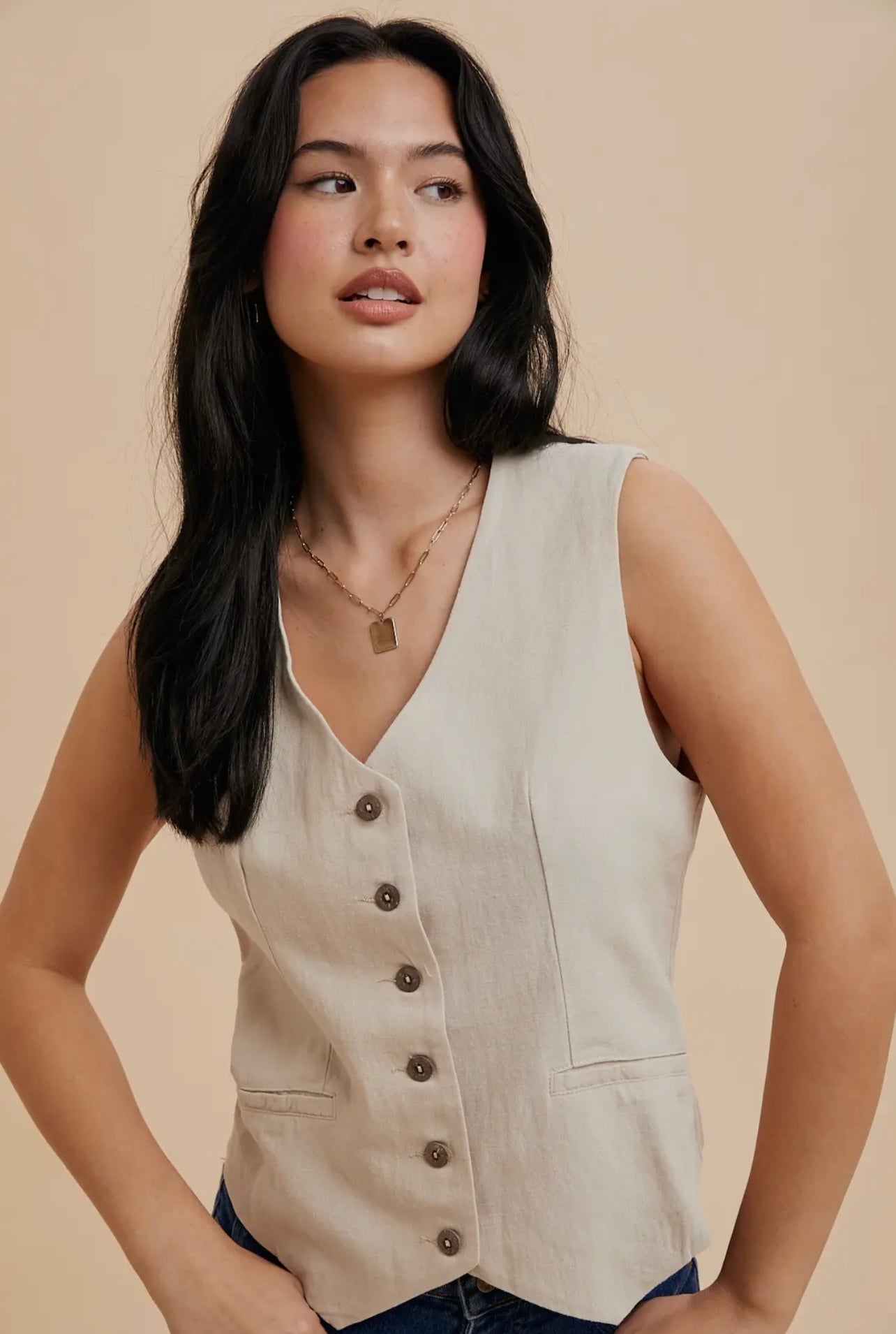 Cotton Linen Blend Vest