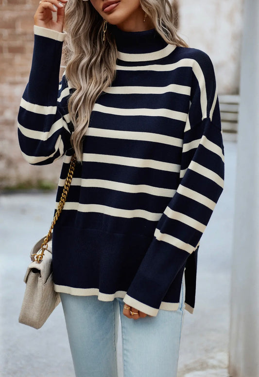 Navy and Ivory Striped Sweater
