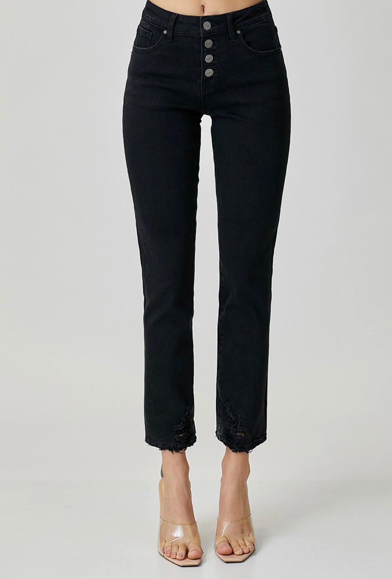 Risen Black Button Fly Jeans