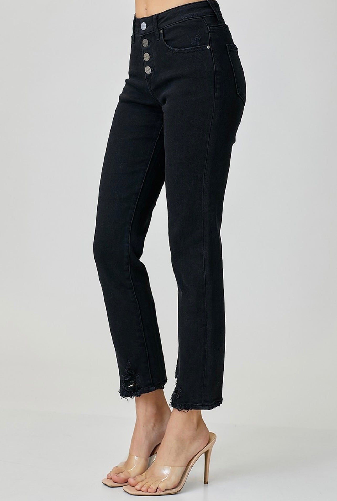 Risen Black Button Fly Jeans