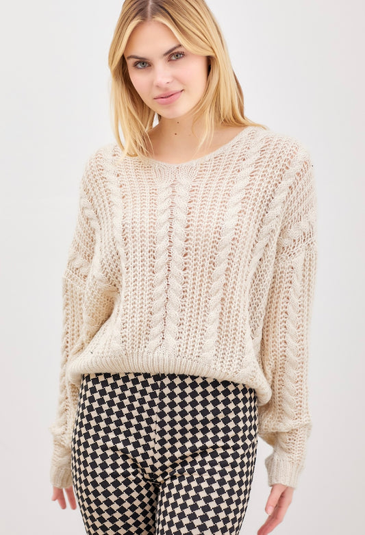 Fuzzy Cream Knit Sweater
