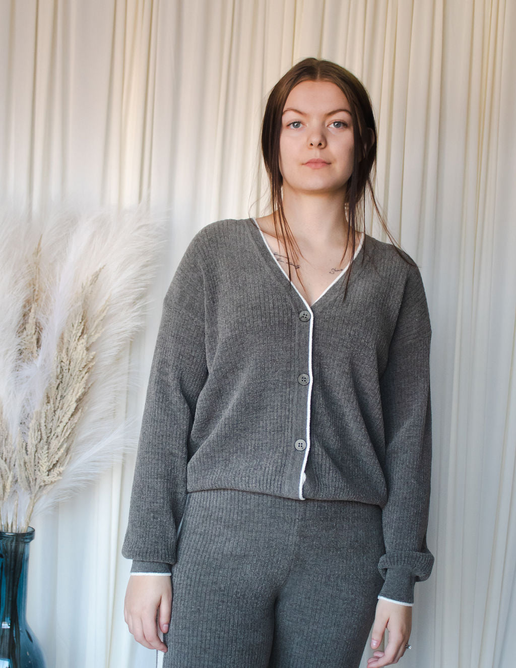 Barefoot Dreams Contrast Ribbed Cardigan