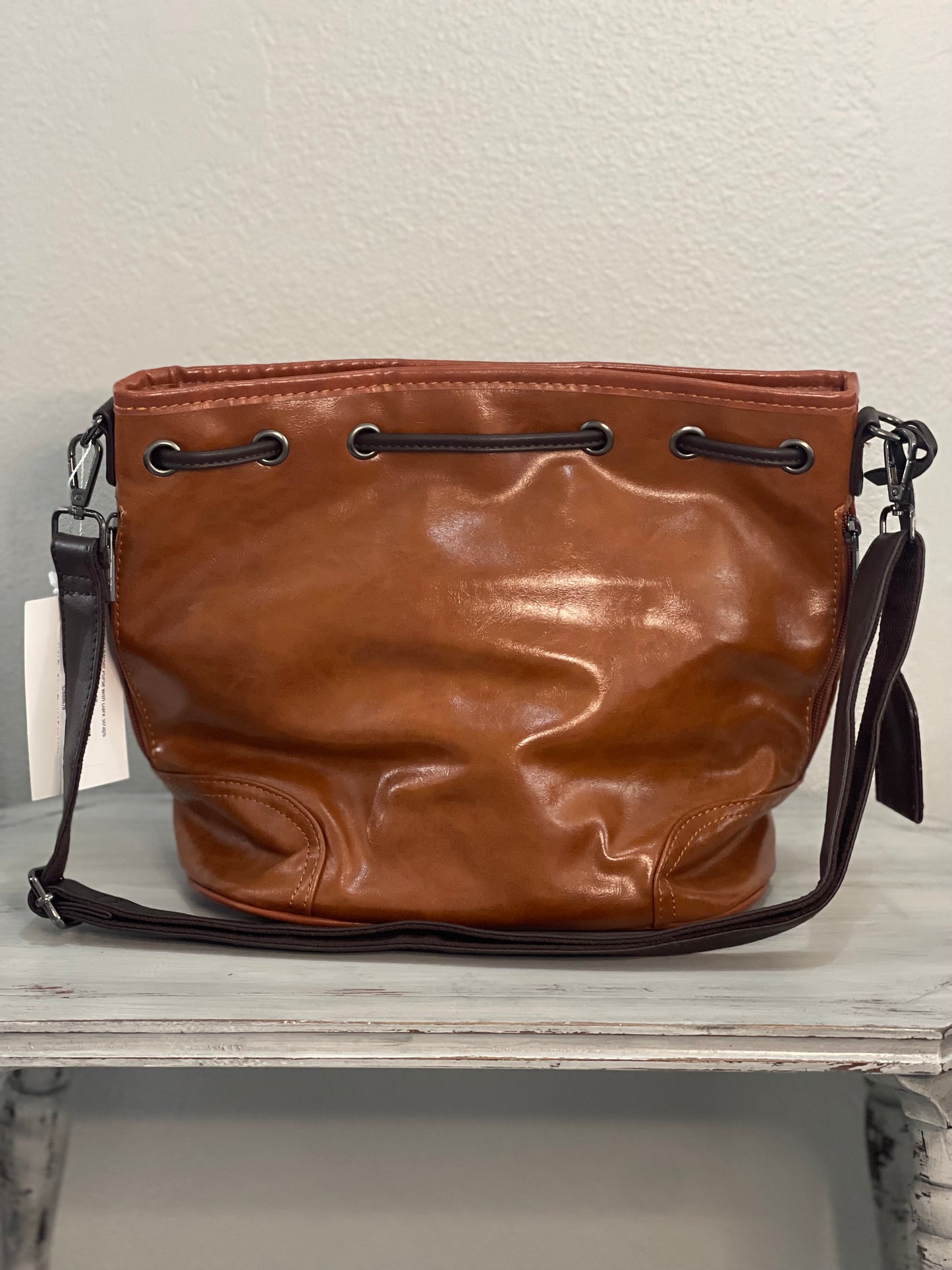 Leather Purse with Dark Straps