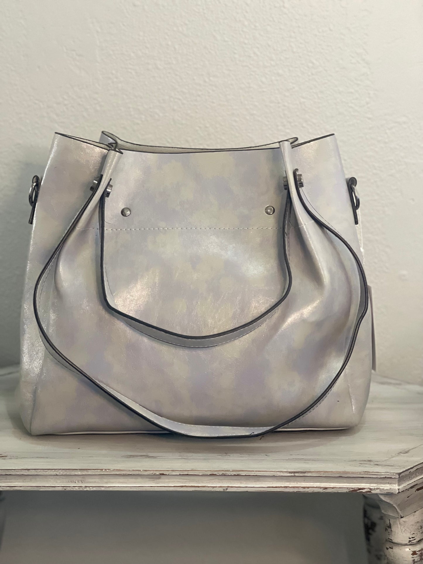 Gray Leather Purse