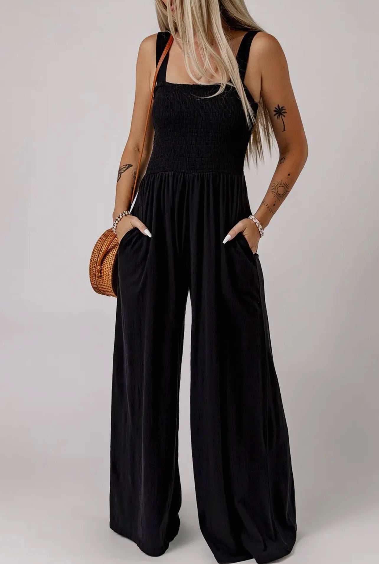 Smocked Tank Wide Leg Jumpsuit