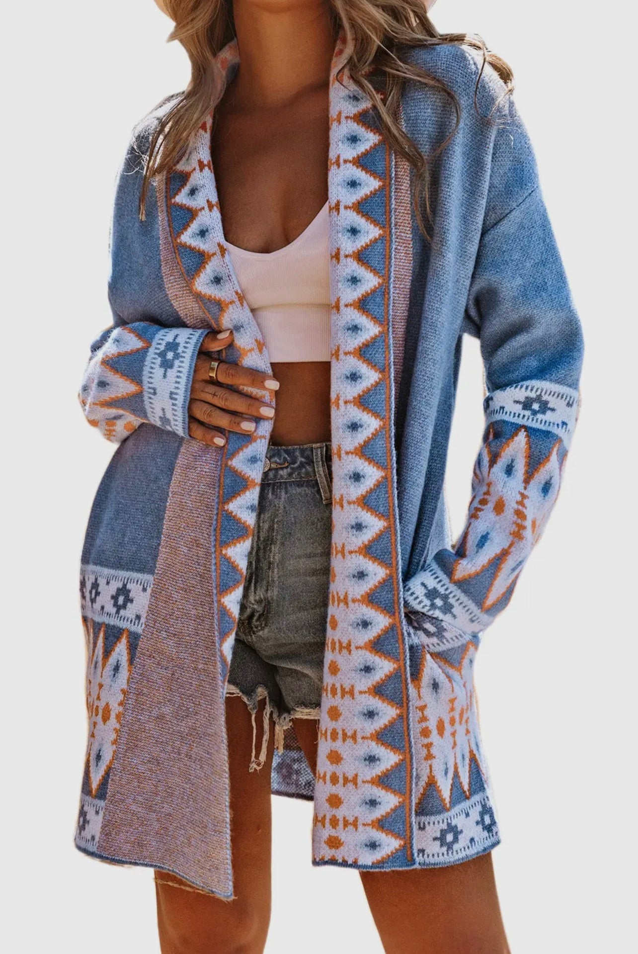 Aztec Print Knit Cardigan