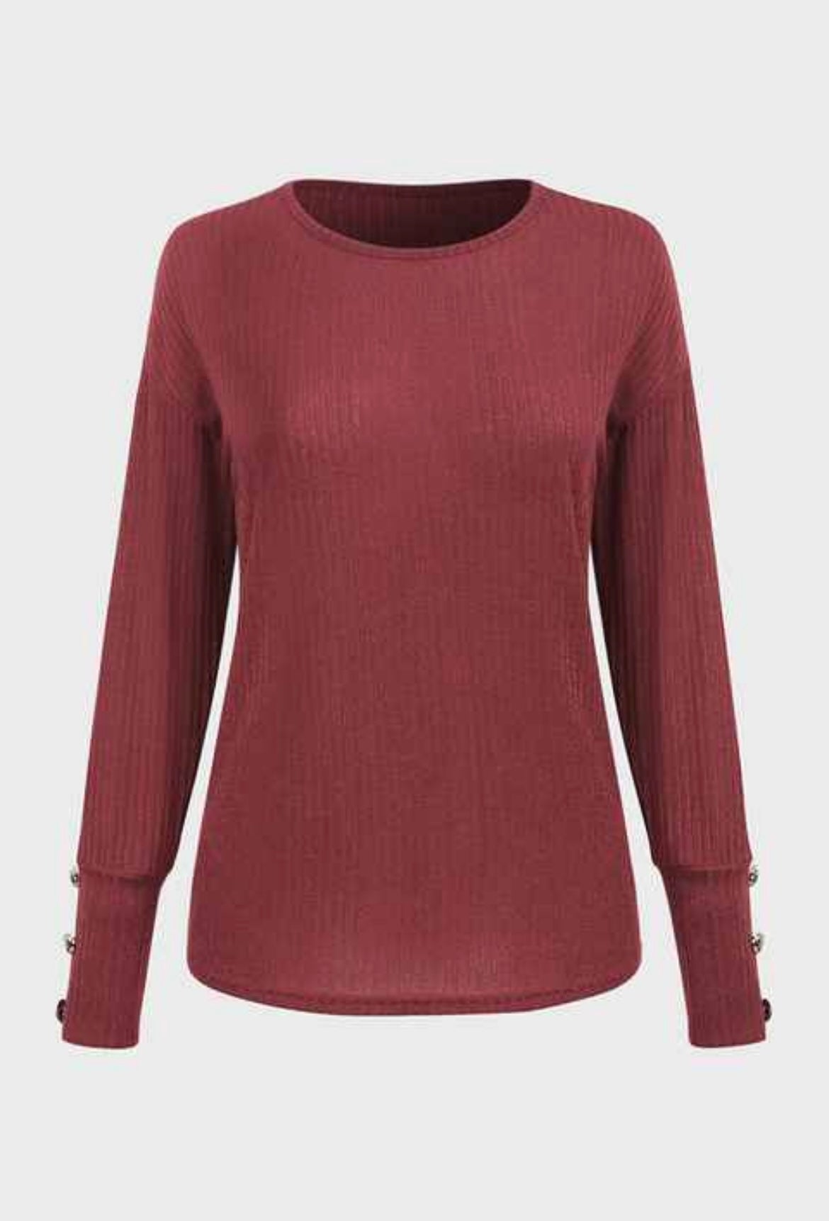 Maroon Sweater with Buttoned Sleeves