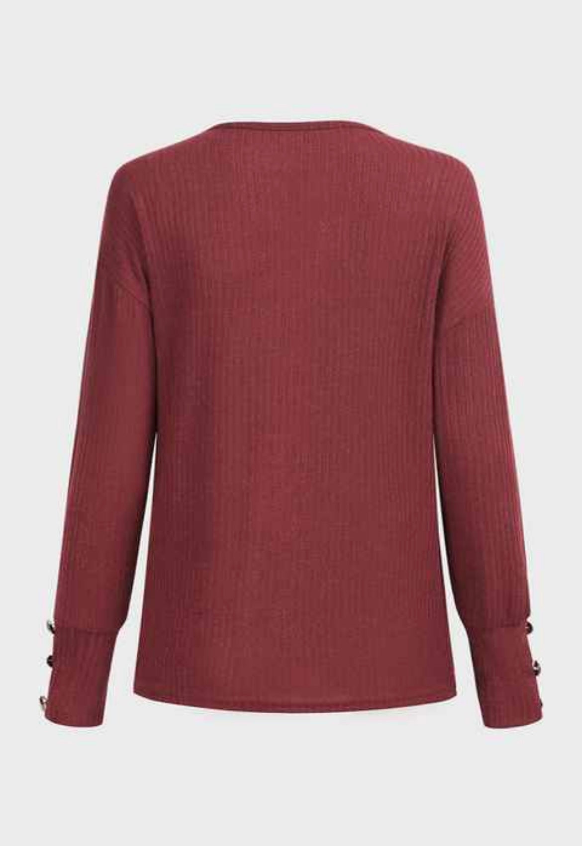 Maroon Sweater with Buttoned Sleeves