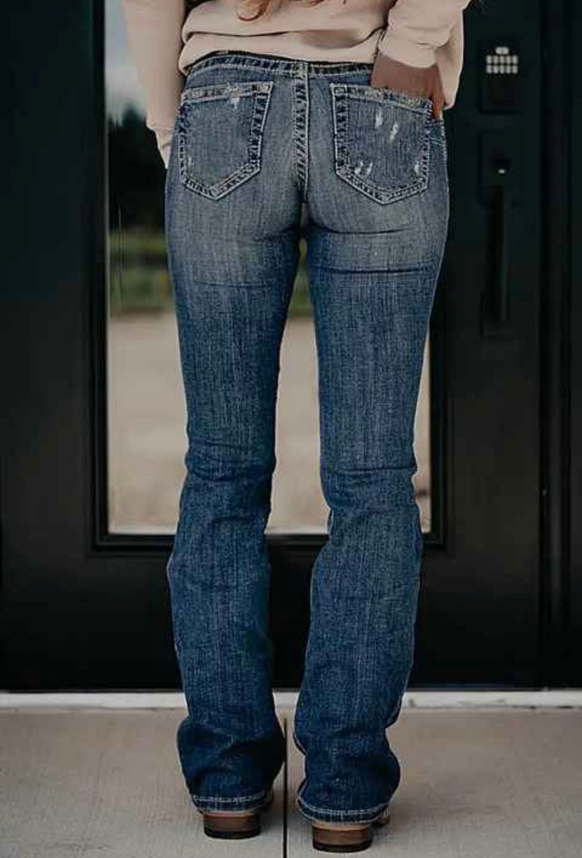 Flamingo Straight Leg with Distressed Pockets