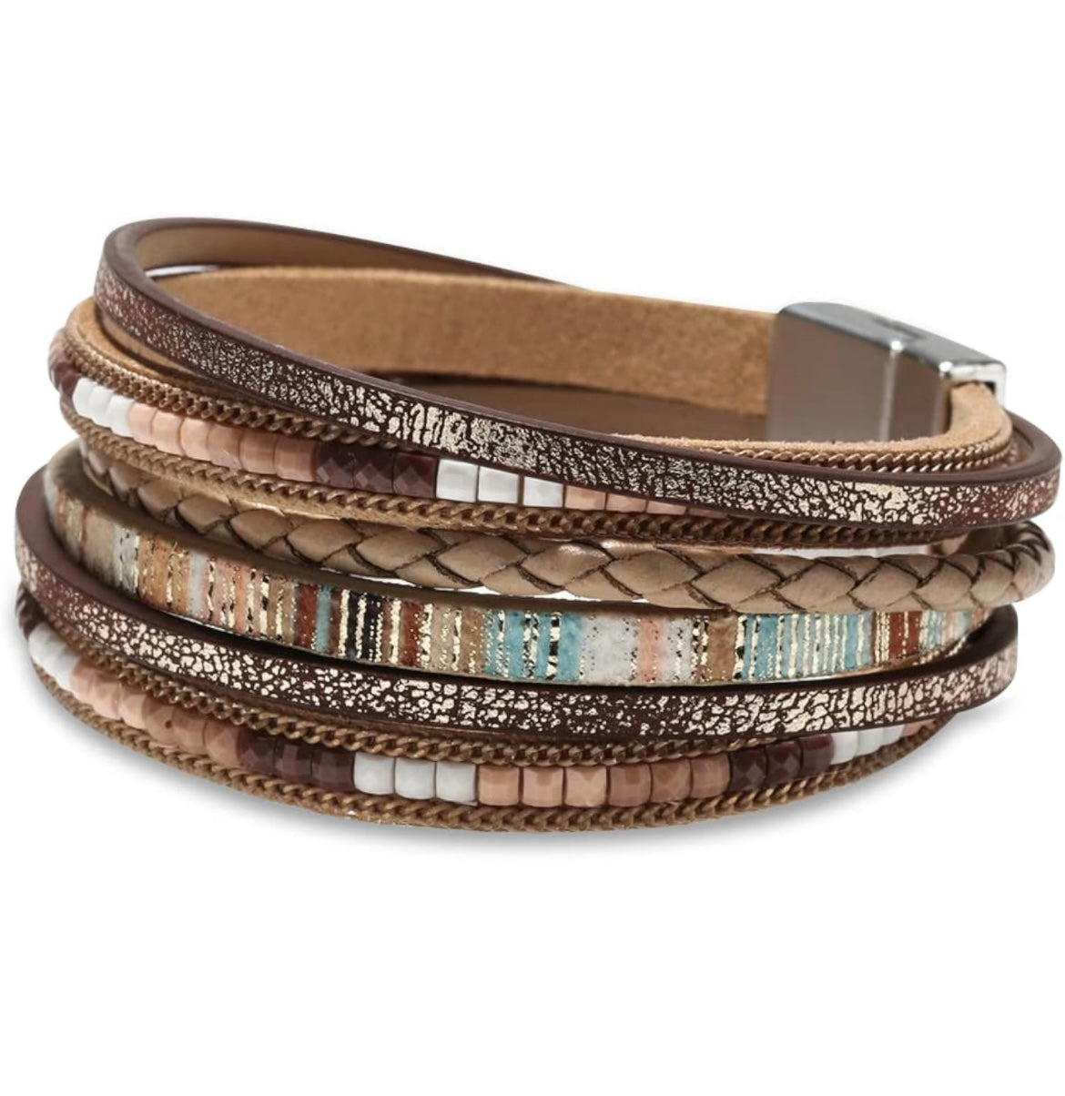 Boho Braid Leather Wrap Bracelet