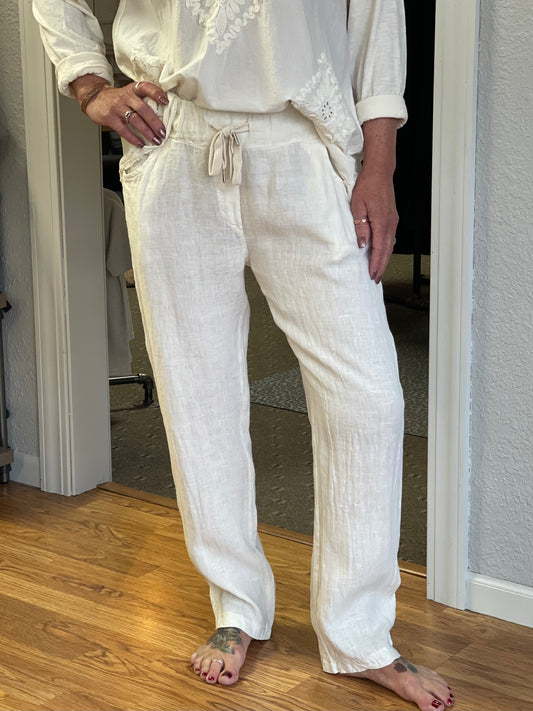 Ivory Linen Pants