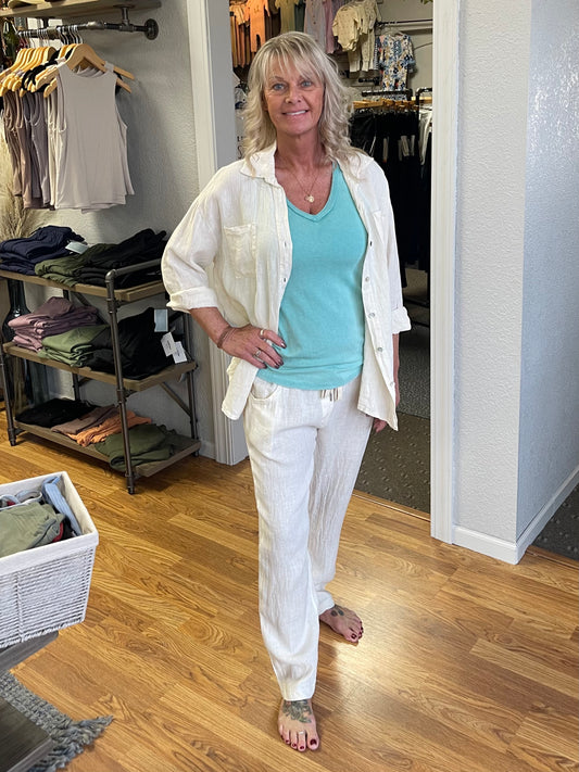 Ivory Linen Button Down