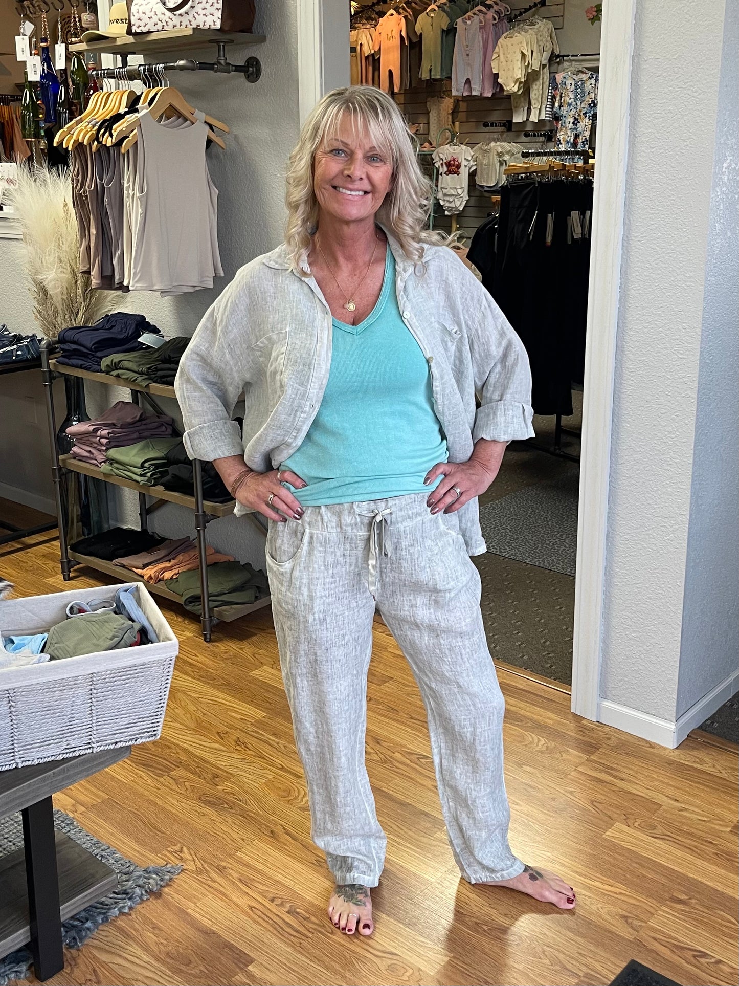 Gray Linen Button Down