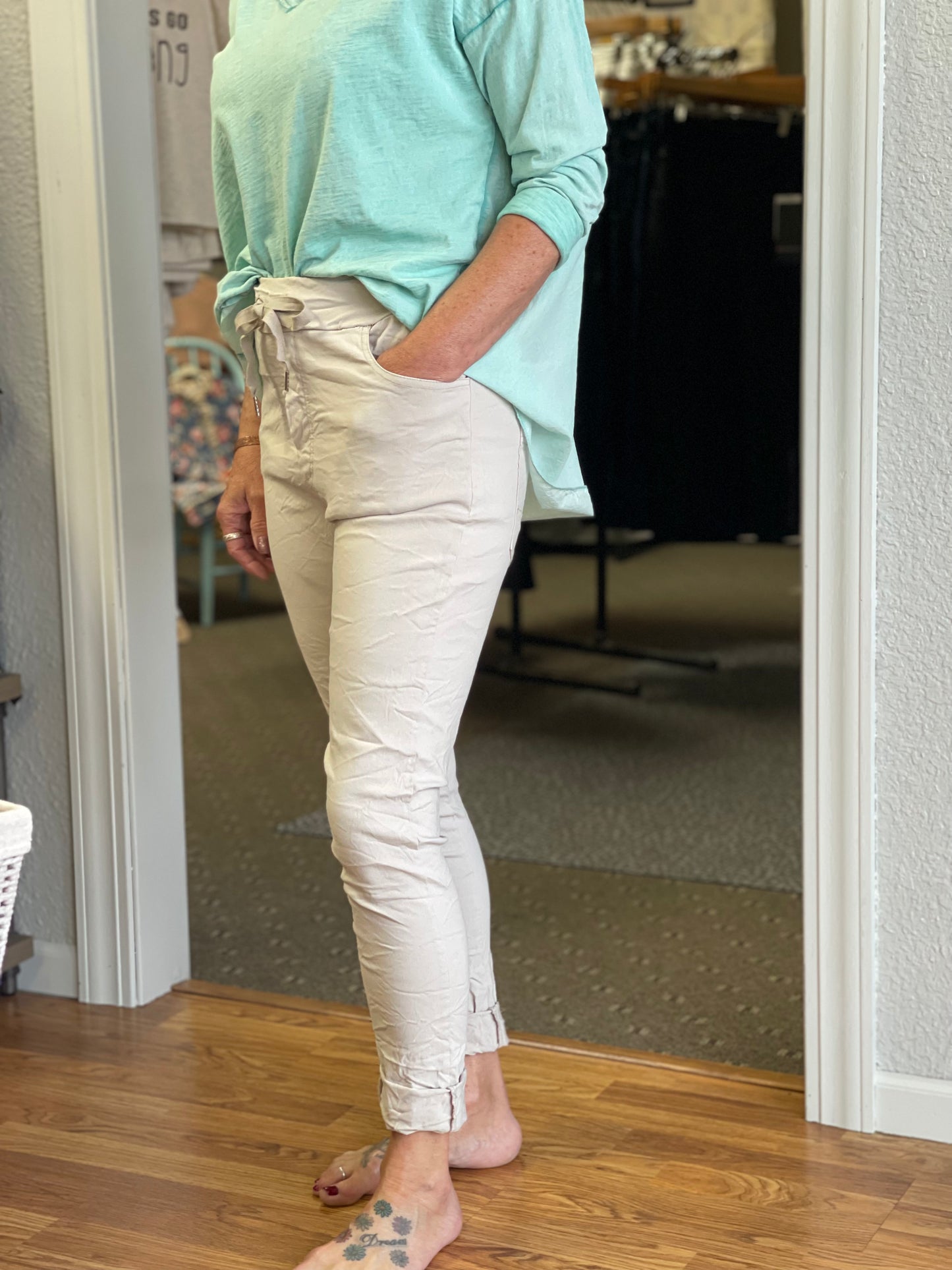 Beige Stretch Pants