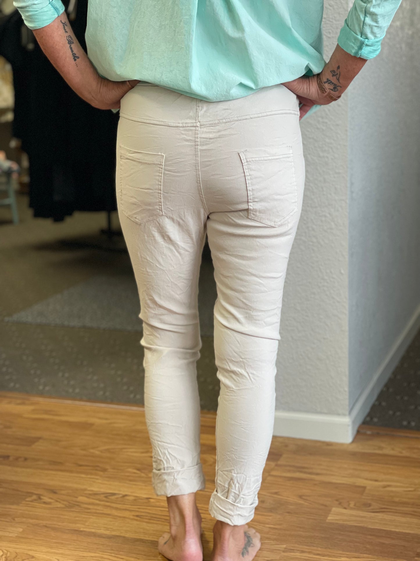 Beige Stretch Pants