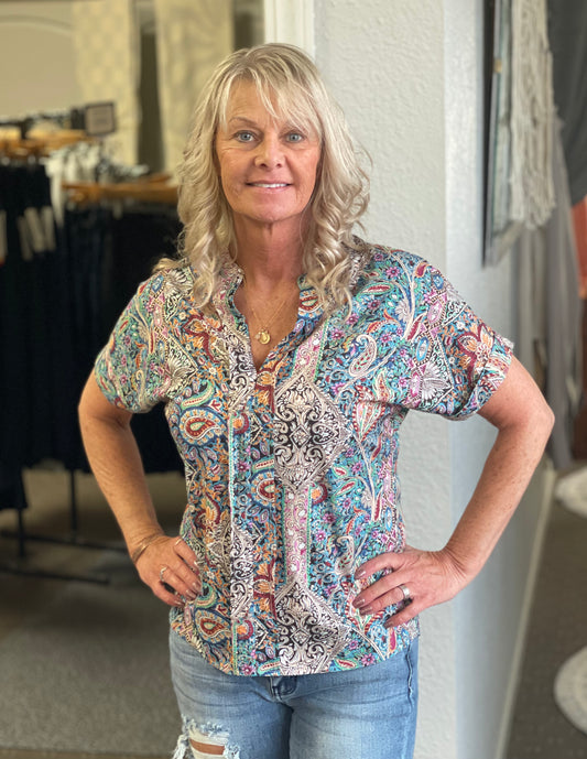 Printed Short Sleeve Top