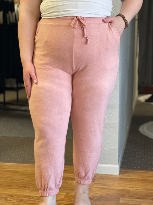 Ultra Soft Knit Jogger in Blush