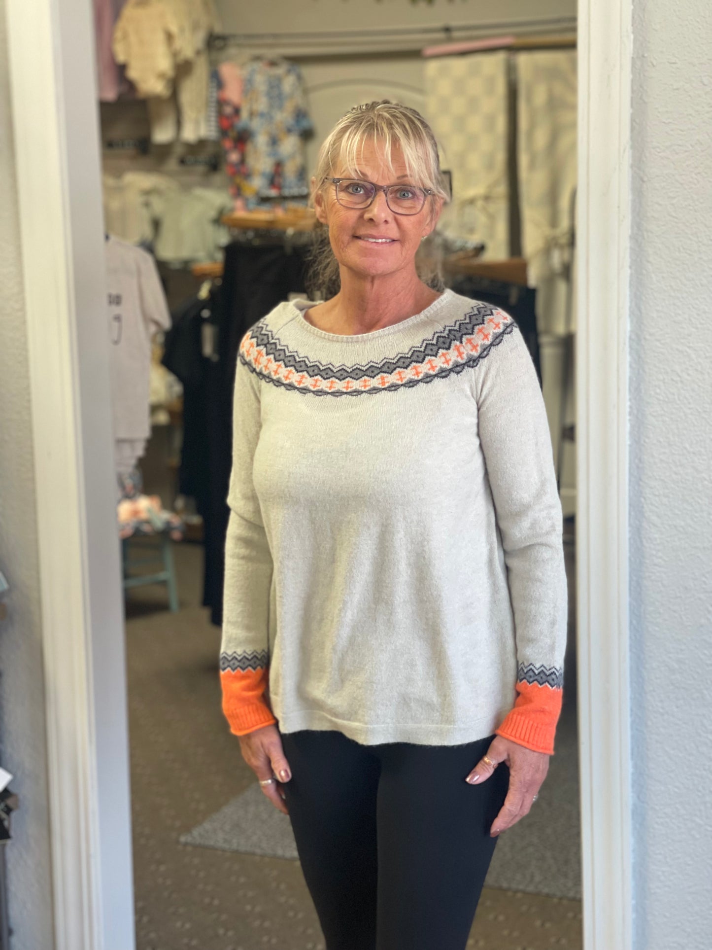 Cream and Orange Sweater