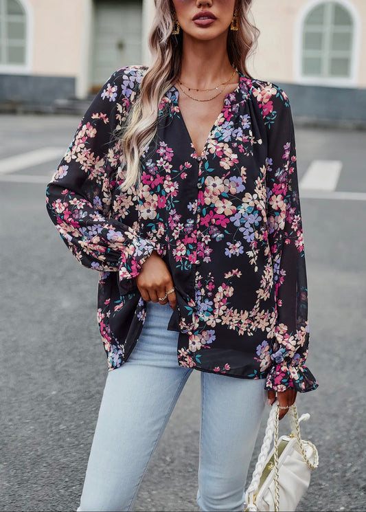 Black Floral Blouse