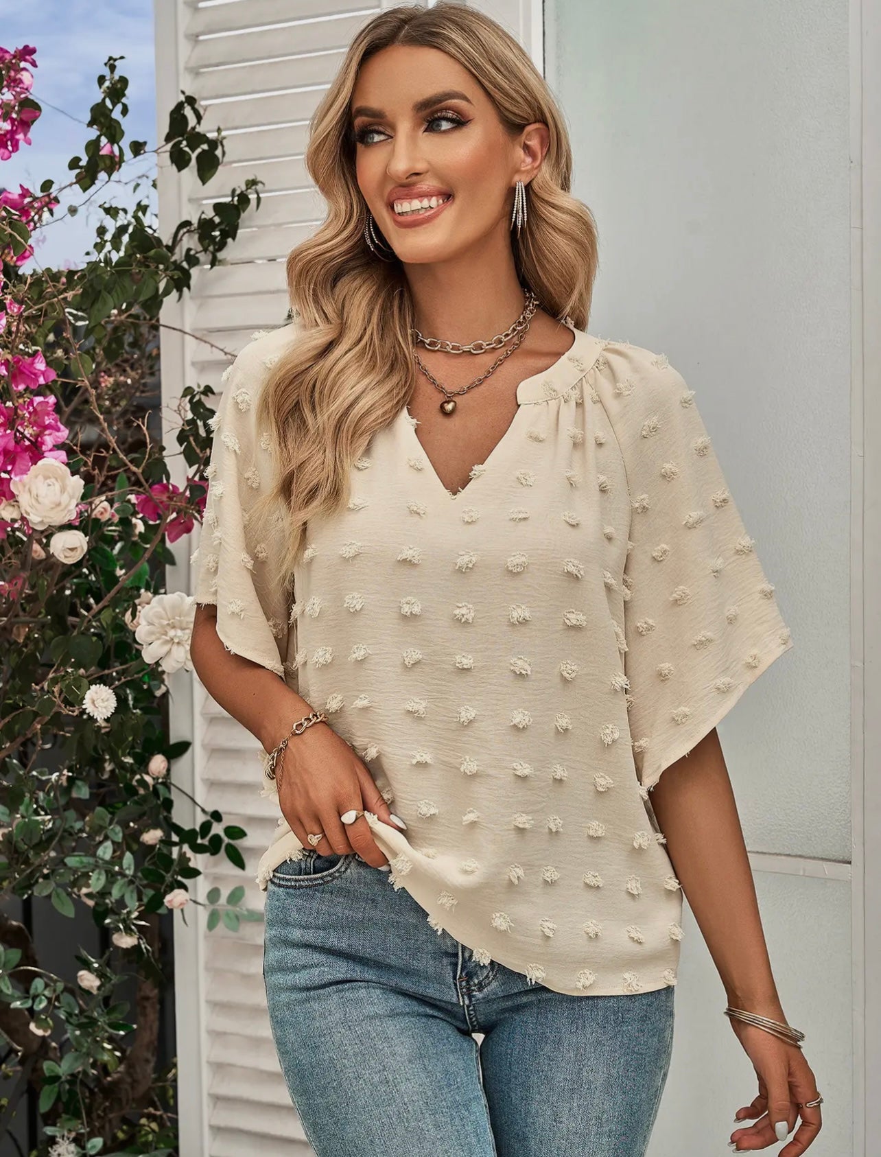 Almond Fringe Blouse