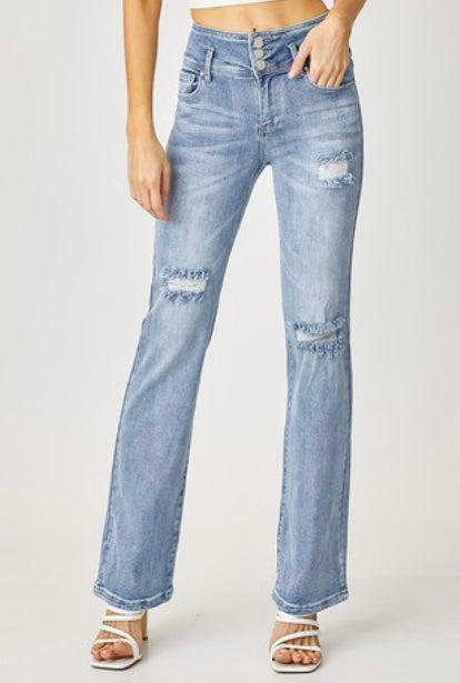 Risen Triple Button Fly Jeans