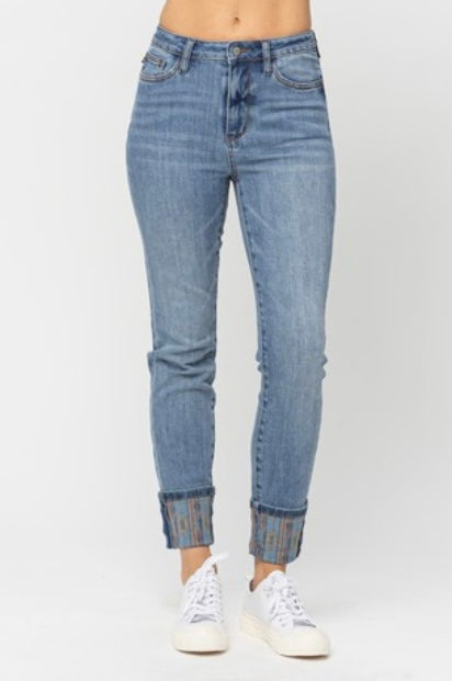 Judy Blue Printed Cuff Denim