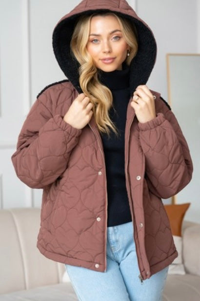 Deep Mauve Coat with Hearts