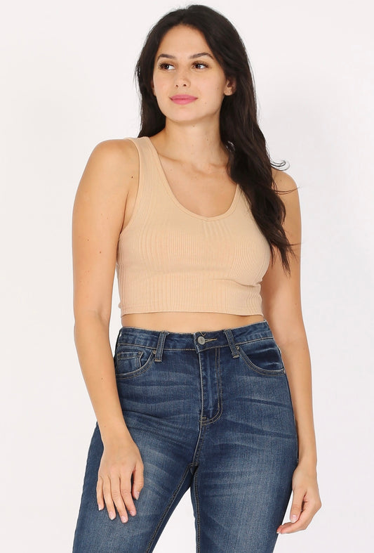 Beige Rib Crop