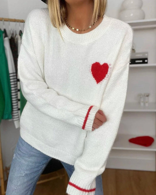 White Heart Sweater