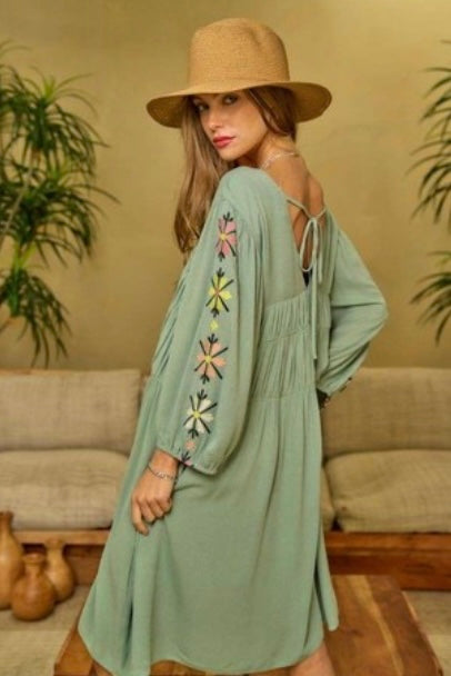 Olive Flowy Dress