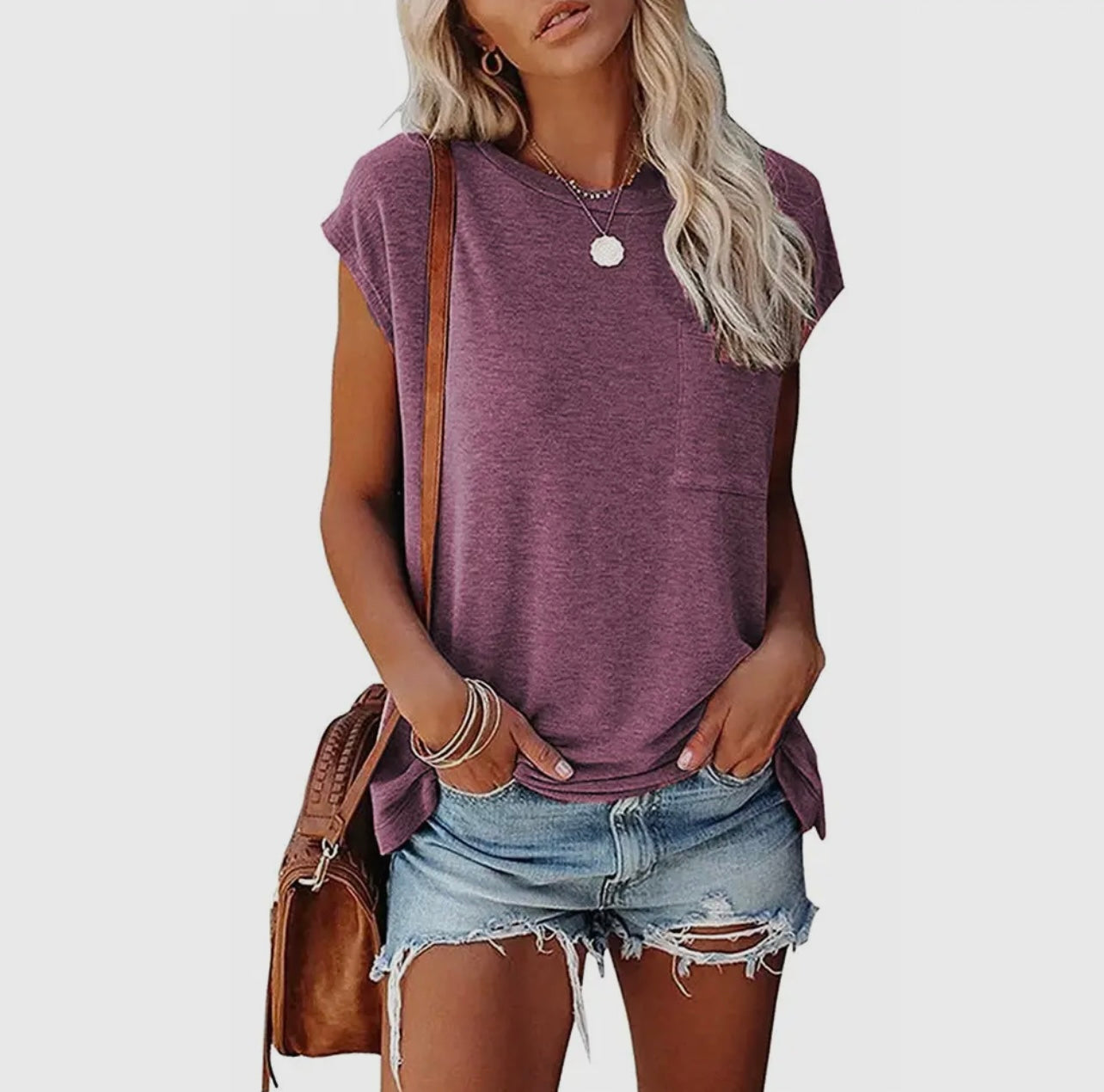 Red Cap Sleeve Loose Top