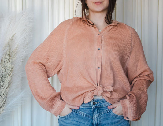 Orange Cotton Button Down