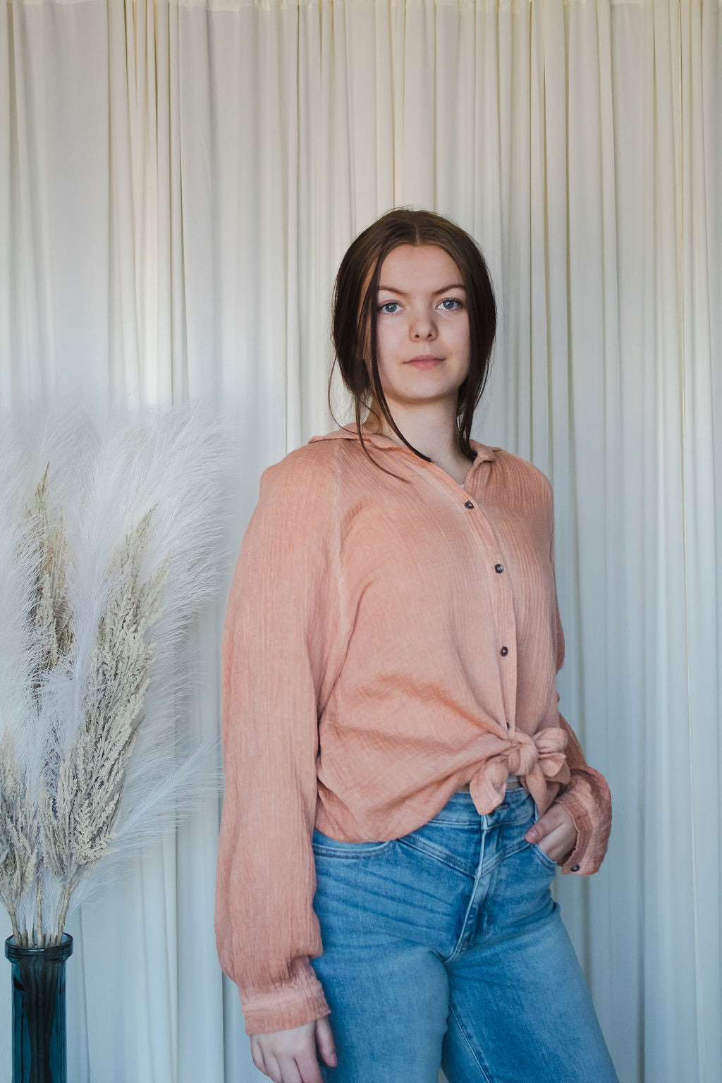 Orange Cotton Button Down